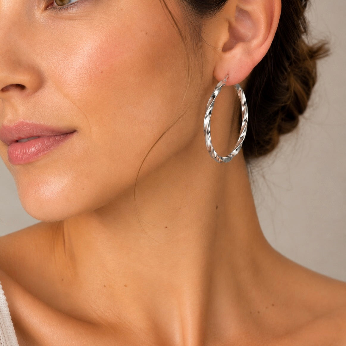 Sterling Silver 925 Twisted Hoop Earrings "Eira"