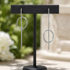 Sterling Silver 925 Minimalist Bar Circle Stud Earrings "Zen"