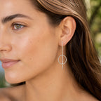 Sterling Silver 925 Minimalist Bar Circle Stud Earrings "Zen"