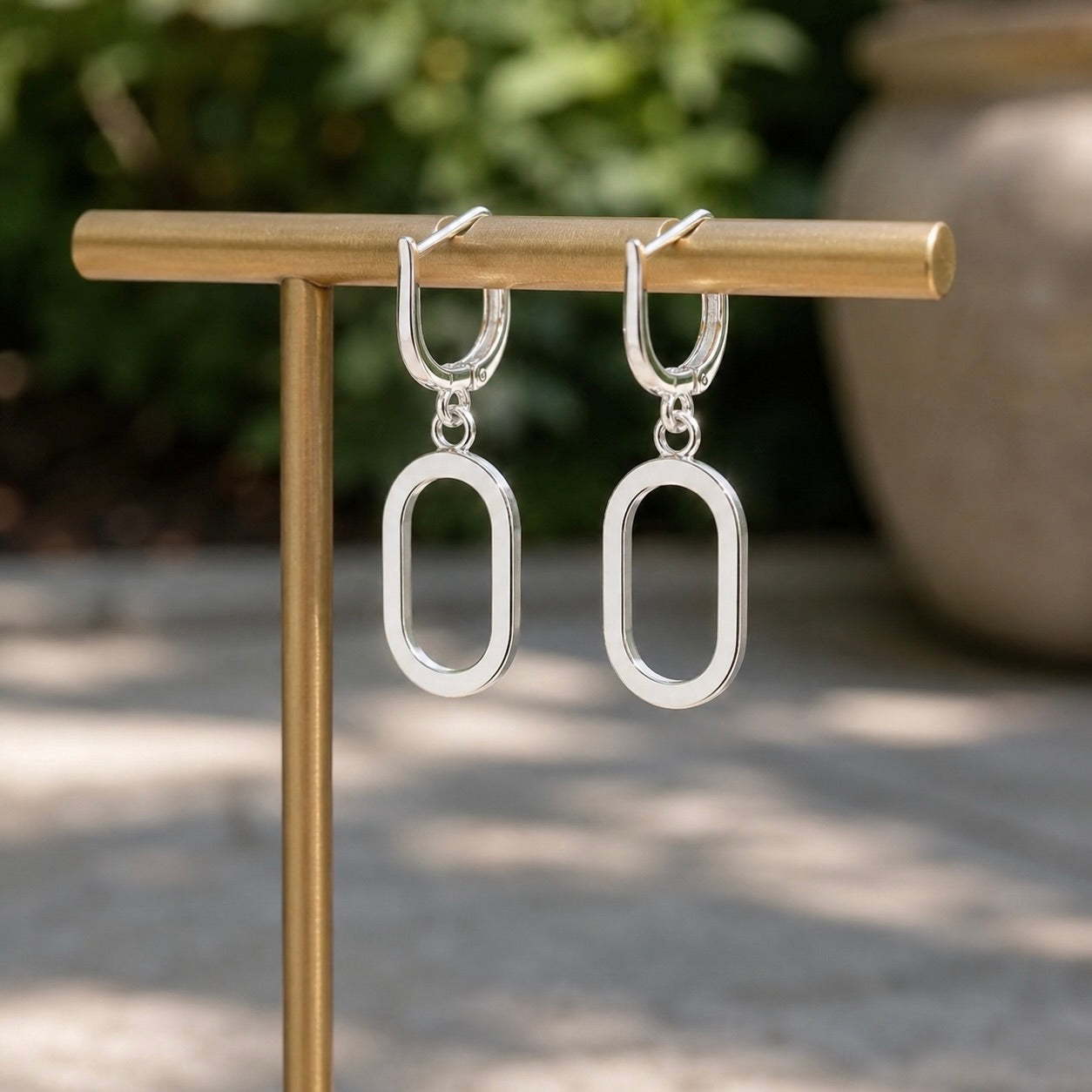 Sterling Silver 925 Open Oval Drop Earrings "Cadence"