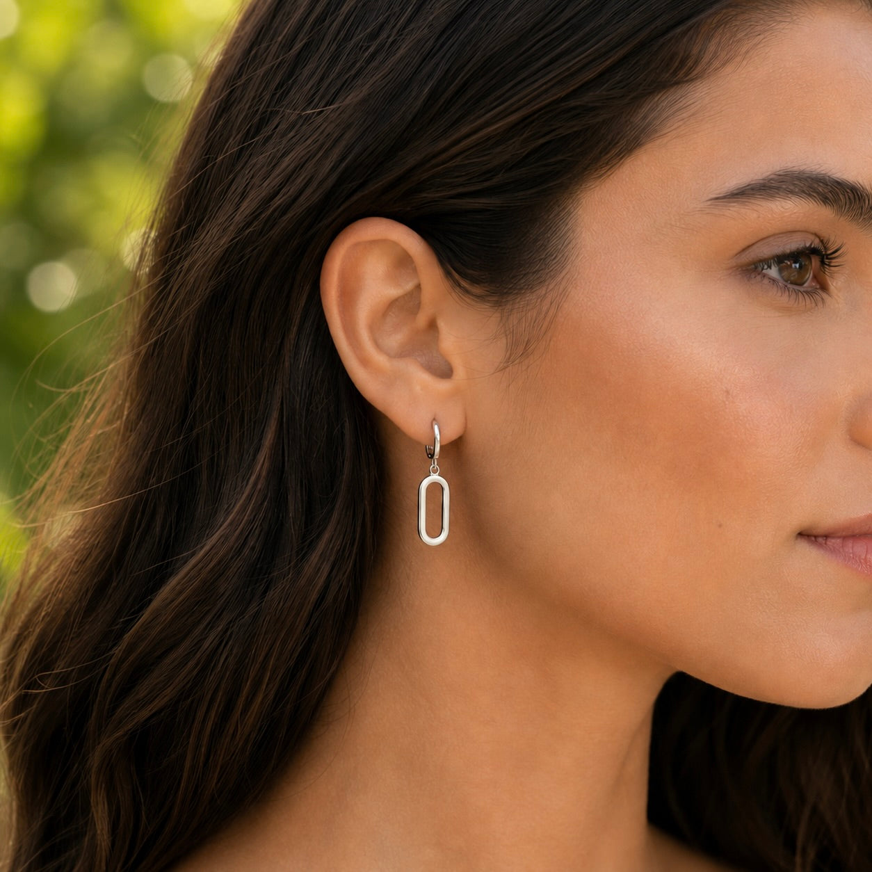 Sterling Silver 925 Open Oval Drop Earrings "Cadence"