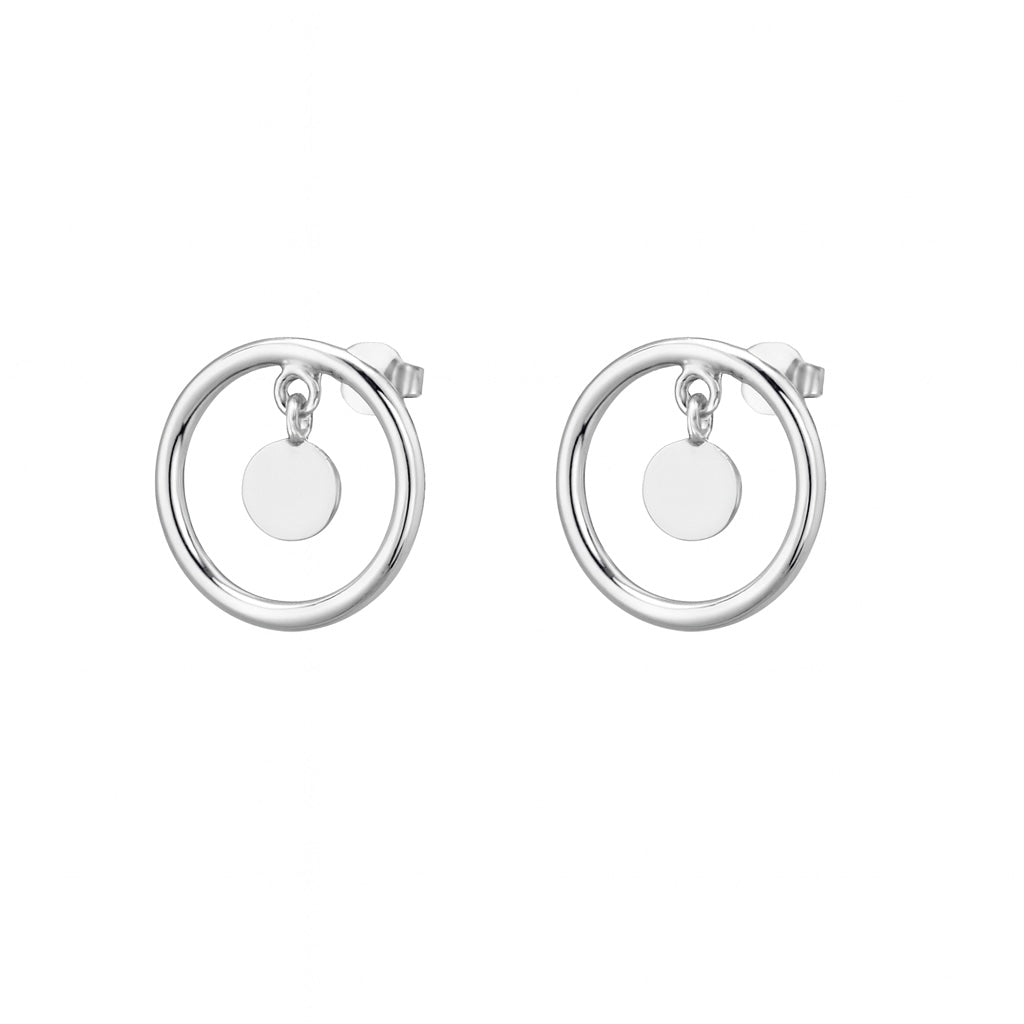 Sterling Silver 925 Dangle Circle Stud Earrings "Halo"