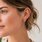 Sterling Silver 925 Dangle Circle Stud Earrings "Halo"