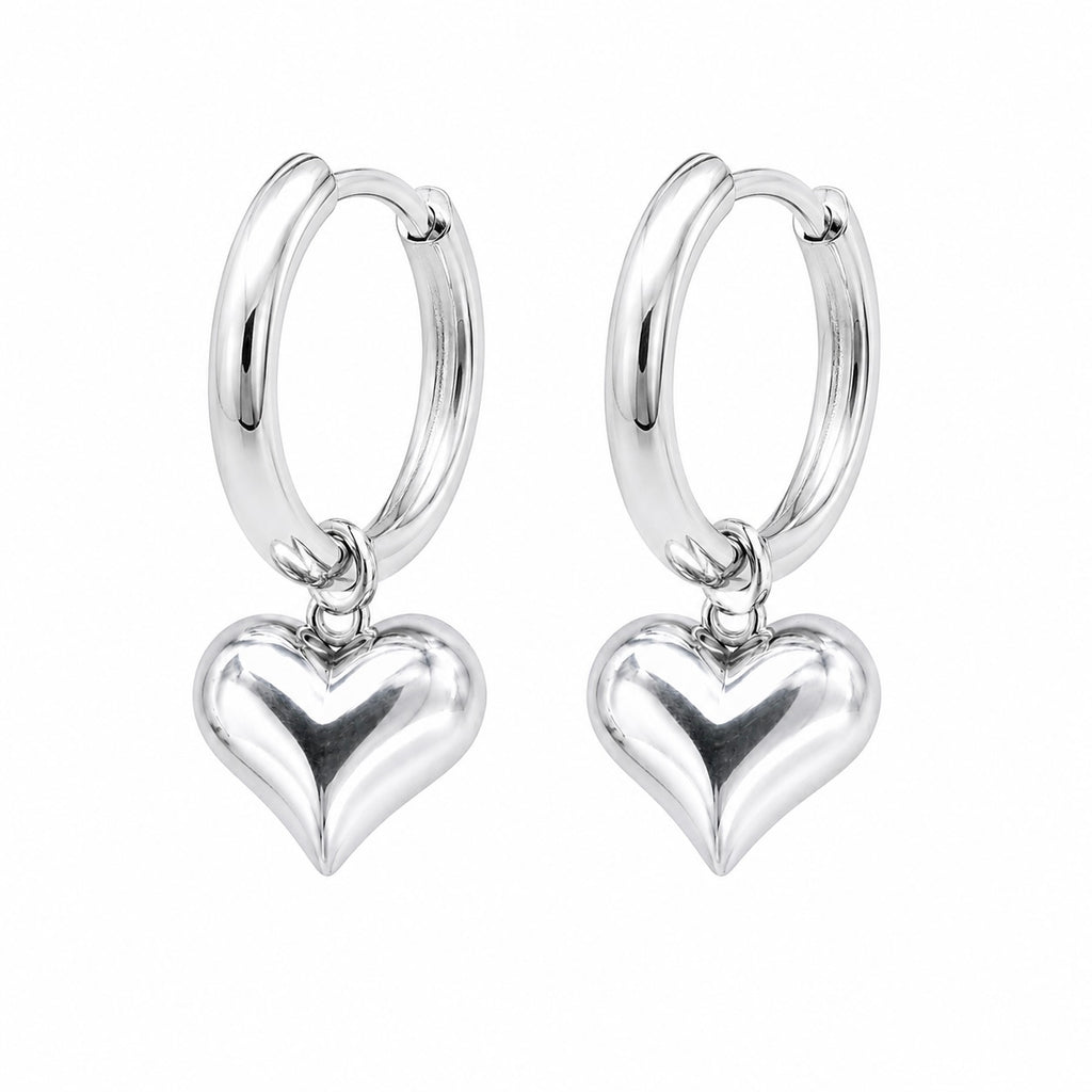 925er Sterling Silber Petite Herz Tropfen Hoop Ohrringe "Karina"