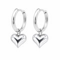 Sterling Silver 925 Petite Heart Drop Hoop Earrings "Karina"