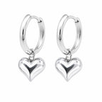 Sterling Silver 925 Petite Heart Drop Hoop Earrings "Karina"