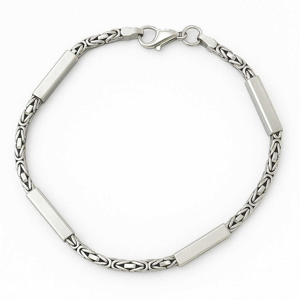 Sterling Silver 925 Rectangular Byzantine Bracelet "Tino"