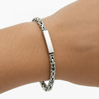 Sterling Silver 925 Rectangular Byzantine Bracelet "Tino"