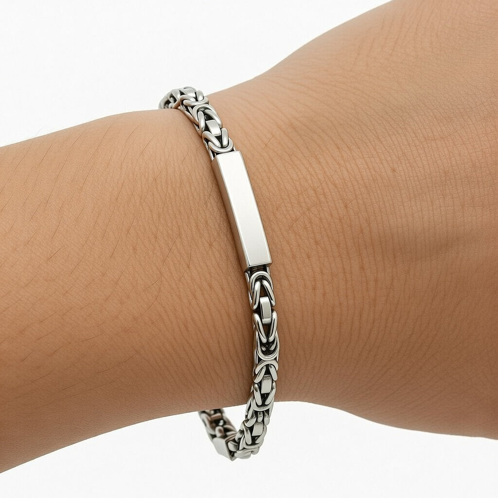 Sterling Silver 925 Rectangular Byzantine Bracelet "Tino"