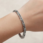 Sterling Silver 925 Rectangular Chain Byzantine Bracelet "Assanti"