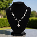 Sterling Silver 925 Seastar CZ Pendant Necklace "Venus"