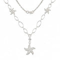 Sterling Silver 925 Seastar CZ Pendant Necklace "Venus"