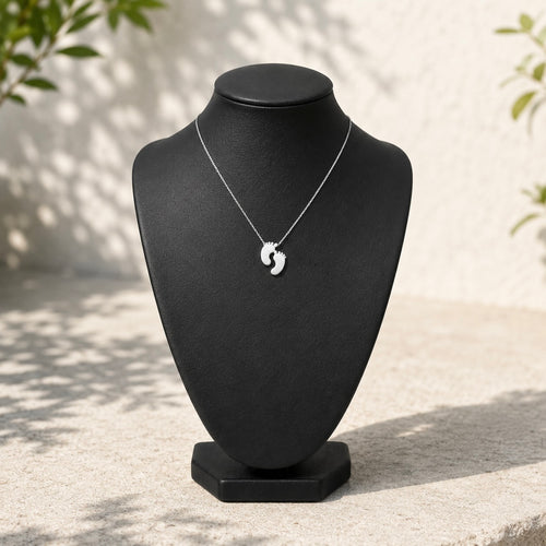 Sterling Silver 925 Baby Feet Charm Necklace Pendant "Little Me"
