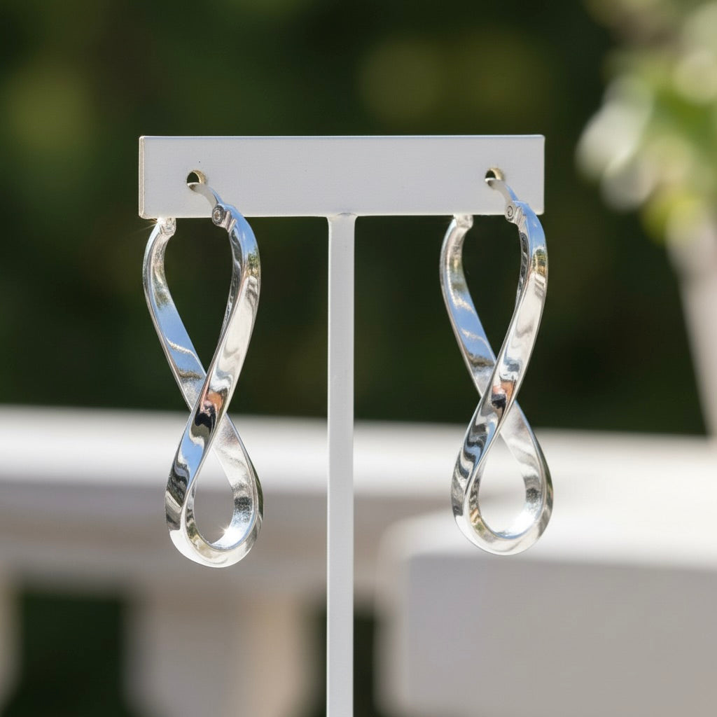 Ohrringe Sterling-Silber 925 Infinity Twist Hoop „Olivia“