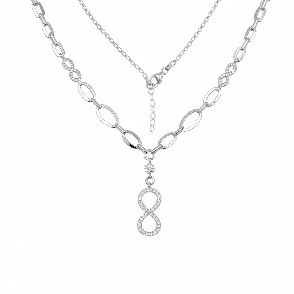 Sterling Silver 925 Infinity CZ Pendant Necklace "Nth"