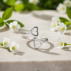 Sterling Silver 925 Double Heart Adjustable Wrap Ring "Amor"