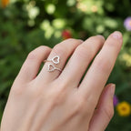 Sterling Silber 925 Doppelherz Verstellbarer Wickelring „Amor“