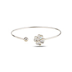 Sterling Silver 925 Clover Swarovski Crystals Cuff Bracelet "Blessed"