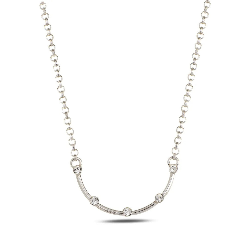 Halskette aus Sterlingsilber 925 mit Bogenanhänger und Swarovski Kristallen "Grin"