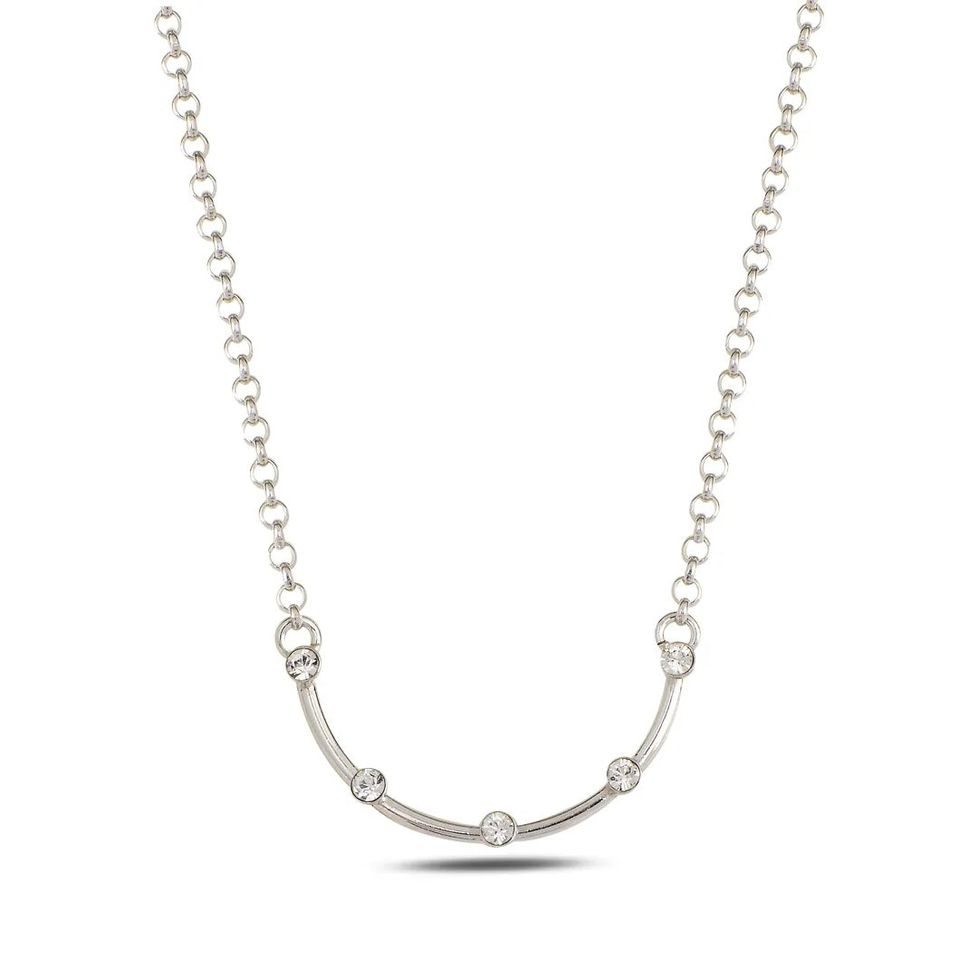 Sterling Silver 925 Arch Pendant Swarovski Crystals Necklace "Grin"