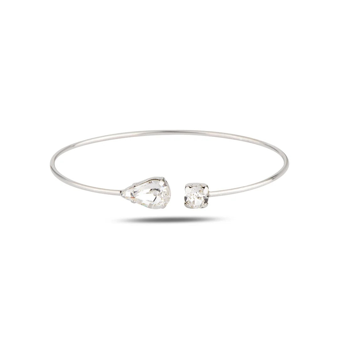 Sterling Silver 925 Swarovski Crystal Cuff Bracelet "Toi et Moi"