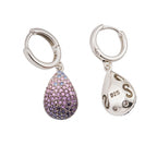 Sterling Silver 925 Ombre Purple CZ Teardrop Hoop Earrings "Lilla"