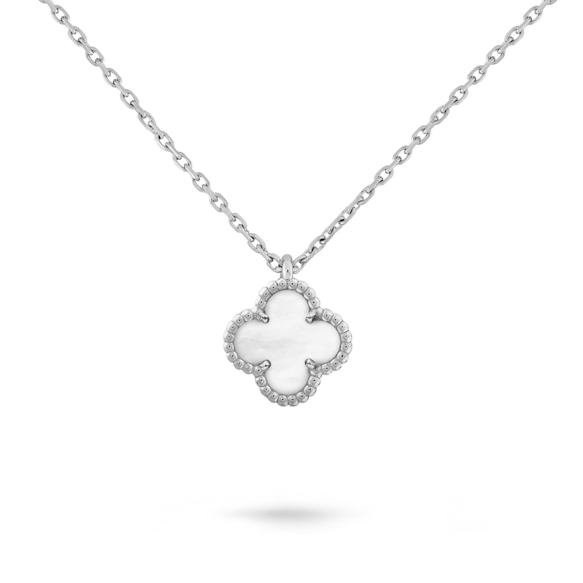 Sterling Silver 925 Mother of Pearl Clover Necklace Pendant "Luminous"