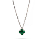 Sterling Silver 925 Green Malachite Clover Necklace Pendant "Verdant"