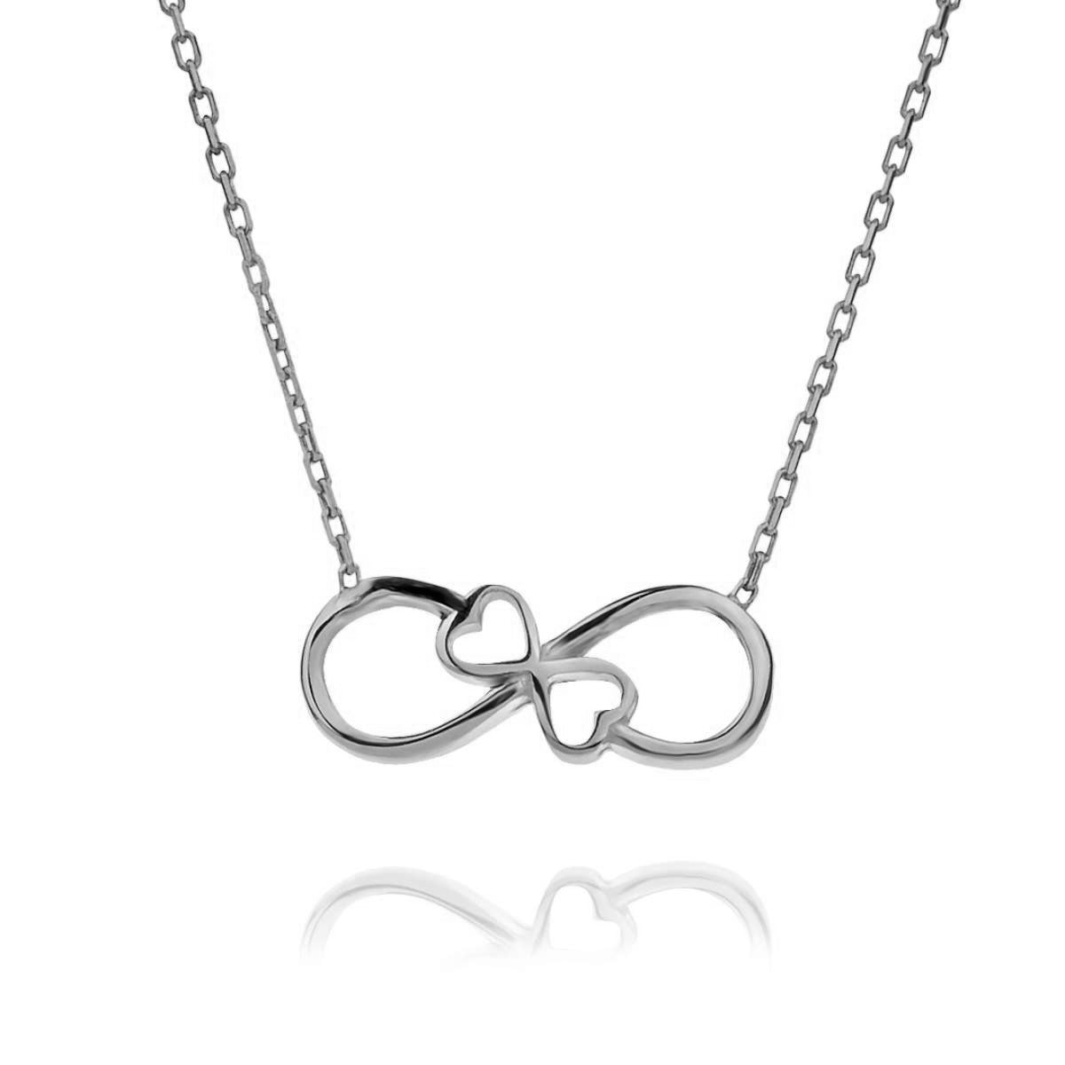 Sterling Silver 925 Double Infinity Heart Necklace Pendant "Aeterna"