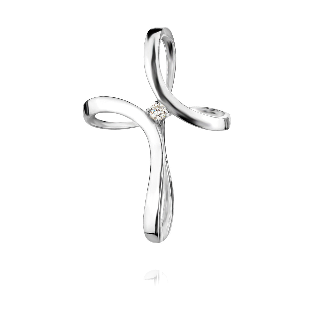 Sterling Silver 925 Cross CZ Pendant “Twist Light”