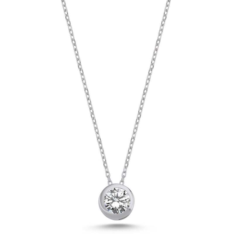Sterling Silver 925 Necklace CZ Pendant “Solitaire Glare”