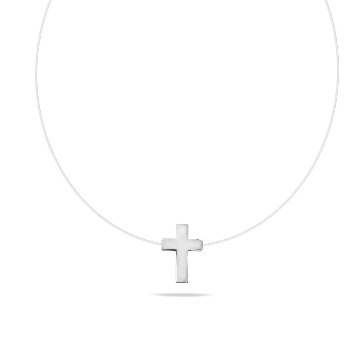 Sterling Silver 925 Cross Charm Cord Necklace "Invisible Faith"