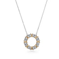 Yellow Gold Plated 925 Sterling Silver Pave CZ Open Round Pendant Necklace "Eternelle Belle"