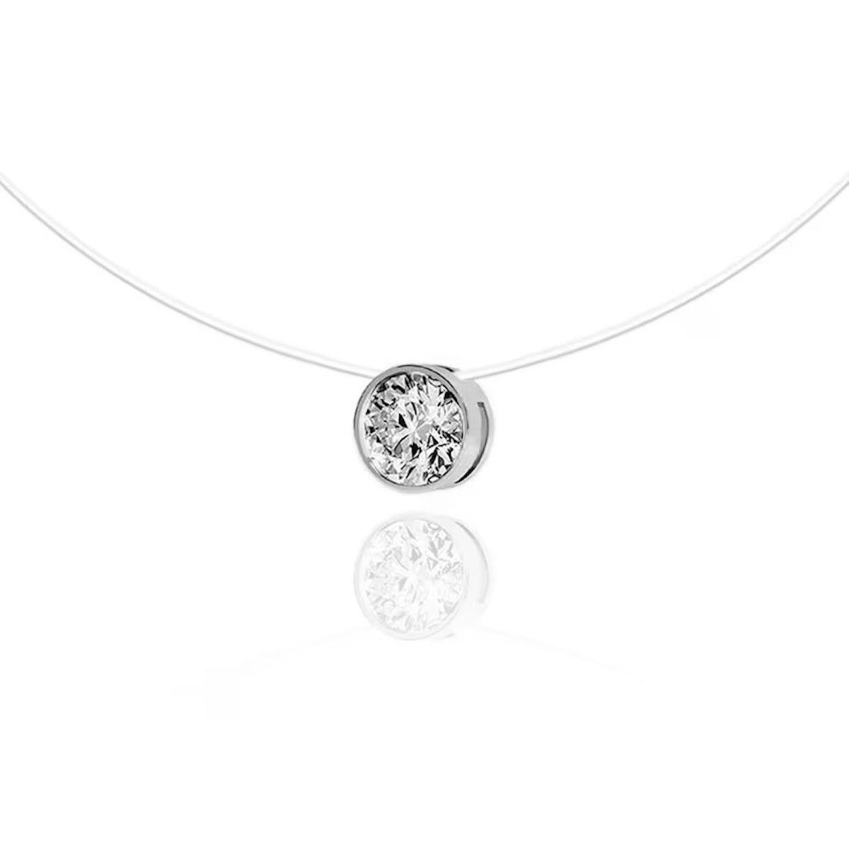 Sterling Silver 925 CZ Solitaire Cord Necklace "Lumière"
