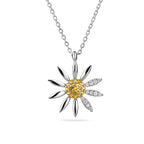 Sterling Silver 925 CZ Daisy Flower Pendant Necklace "Lulu"