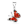 Sterling Silver 925 Red Enamel Butterfly Pendant "Azalea"