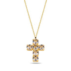 Sterling Silver 925 Cross Pendant Swarovski Crystal Necklace "Shimmer Glaze"