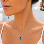 Sterling Silver 925 Teardrop Swarovski Crystal Necklace Pendant "Vireo"