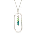 Sterling Silver 925 Oval Swarovski Crystal Pendant Necklace "Verde"