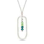 Sterling Silver 925 Oval Swarovski Crystal Pendant Necklace "Verde"
