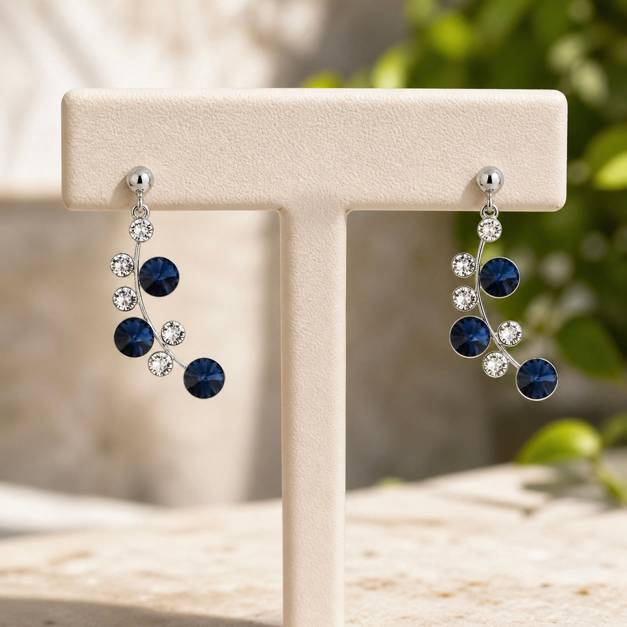Sterling Silver 925 Stud Swarovski Crystals Drop Earrings "Calypso"