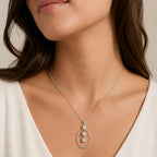 Sterling Silver 925 Oval White Swarovski Crystal Pendant Necklace "Eclat"