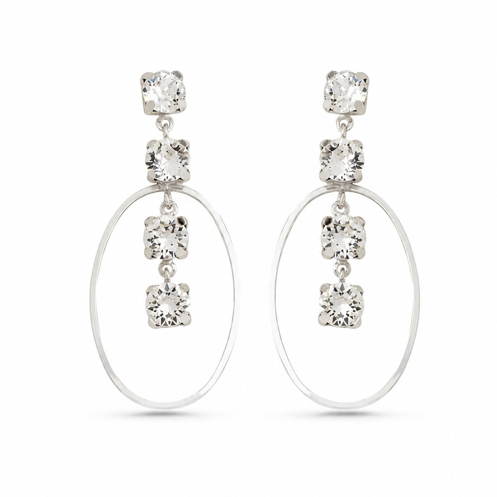 Ohrringe aus Sterlingsilber 925 mit ovalen weißen Swarovski Kristallen "Eclat"