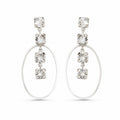 Sterling Silver 925 Oval White Swarovski Crystals Earrings "Eclat"