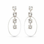 Sterling Silver 925 Oval White Swarovski Crystals Earrings "Eclat"