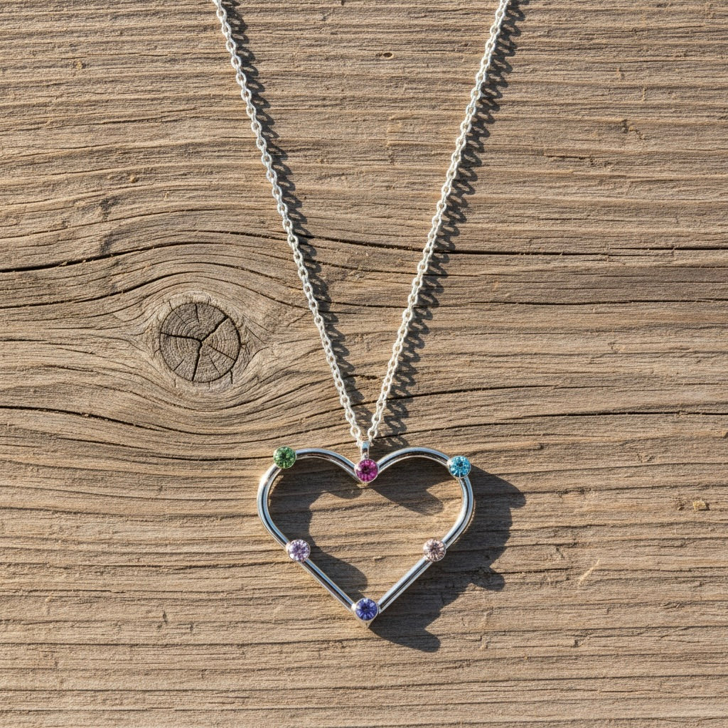Sterling Silver 925 Heart Pendant Swarovski Crystals Necklace "Elysia"