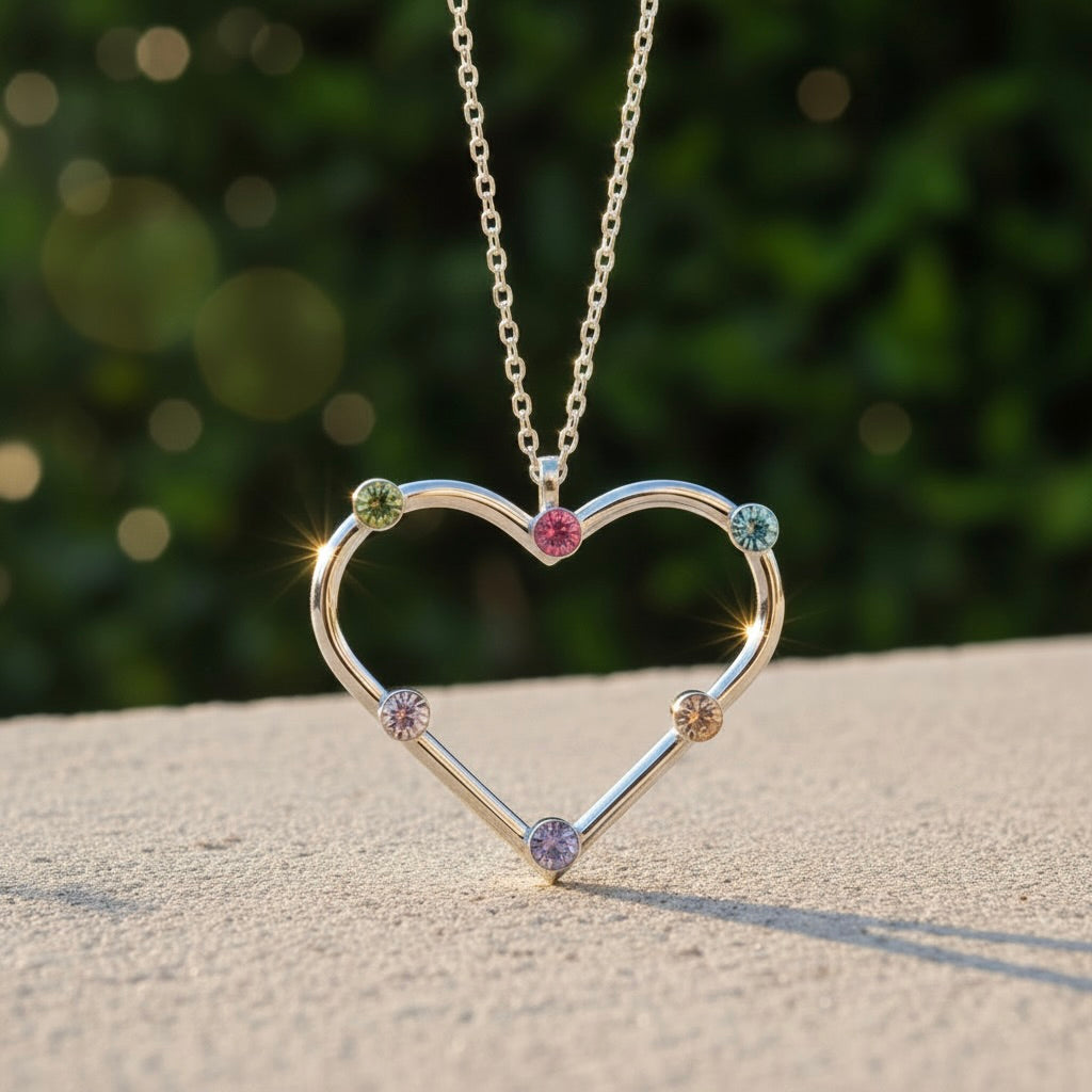Halskette "Elysia" mit Herzanhänger aus 925er Sterlingsilber und Swarovski-Kristallen