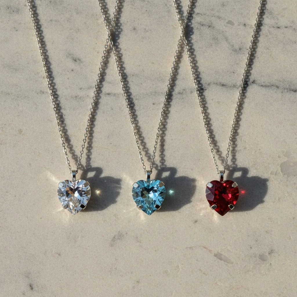 Sterling Silver 925 Heart Swarovski Crystal Necklace Pendant "Veritas"