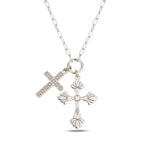 Sterling Silver 925 Cross Pendant Swarovski Crystal Necklace "Dual Grace"