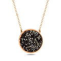 Yellow Gold Plated Sterling Silver 925 Black Druzy Circle Pendant Necklace "Noir"